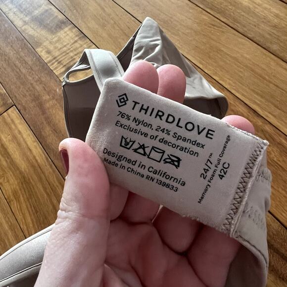 ThirdLove Beige 24/7 Memory Foam Full Coverage Bra Size 42C - Picture 6 of 6